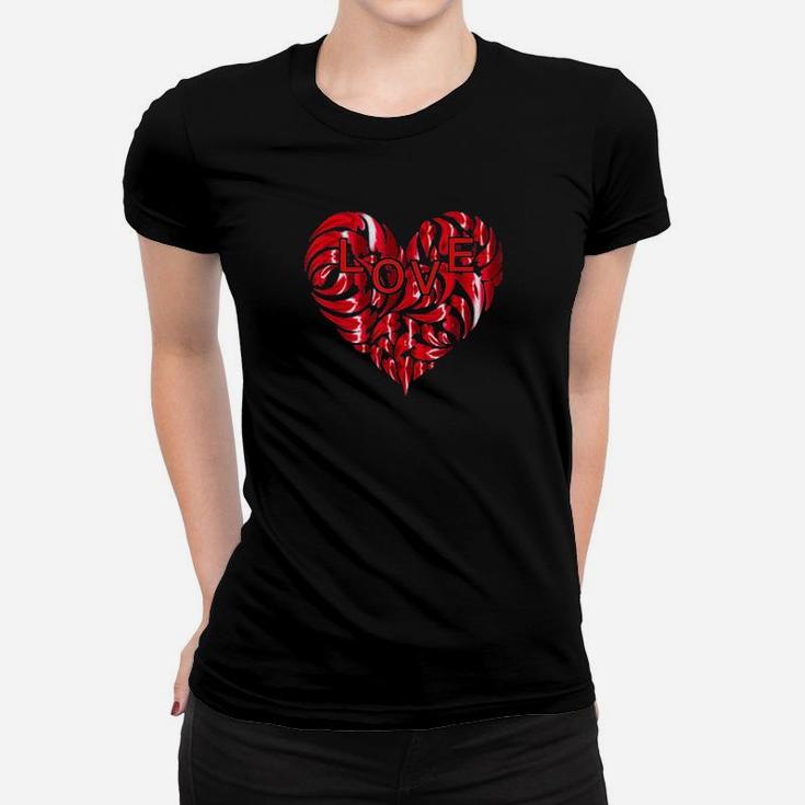 Love Heart Valentine Day Funny Gift Women T-shirt