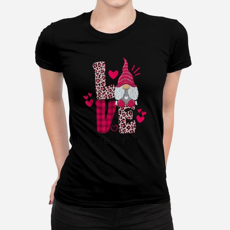 Love Leopard Plaid Gnome Nonna Valentines Day Women T-shirt