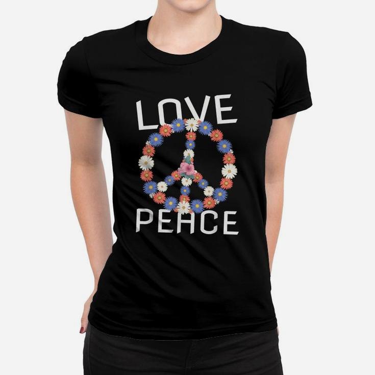 Love Peace Freedom Flower 60S 70S Peace Sign Tee Shirt Women T-shirt