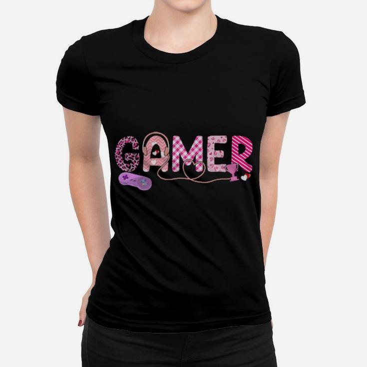 Love Pink Gamer Happy Valentine Day Awesome Funny Women T-shirt