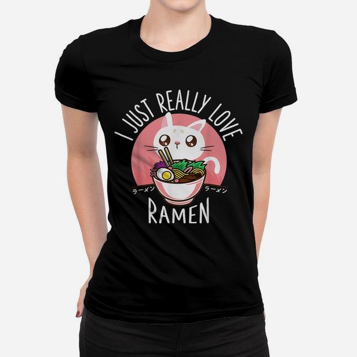 Love Ramen Japanese Noodles Shirt Kawaii Anime Cat Women T-shirt