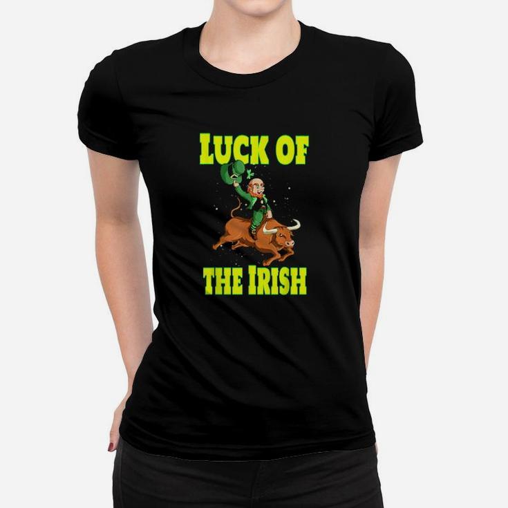 Luck Of The Irish Leprechaun On Bull Women T-shirt