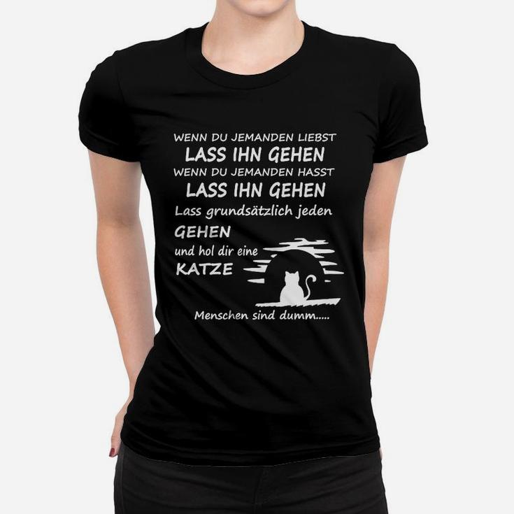 Lustiges Katzenliebhaber-Frauen Tshirt Menschen Sind Dumm Motiv