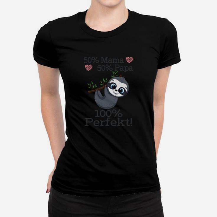 Lustiges Panda Frauen Tshirt, 50% Mama 50% Papa 100% Perfekt