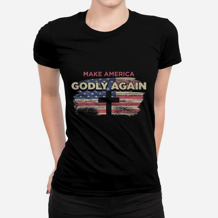 Make America Godly Again Retro Flag Women T-shirt