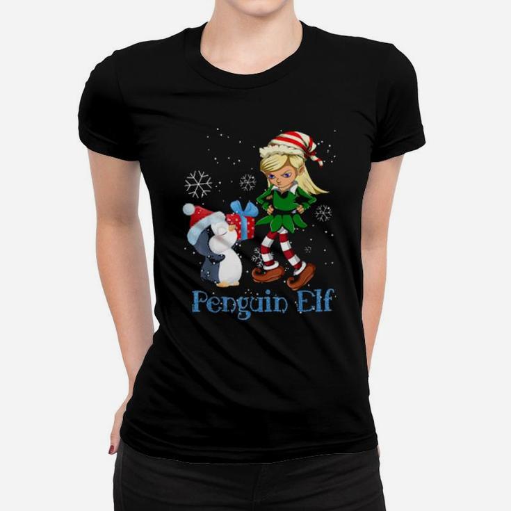 Matching Family Pajama Xmas Penguin Elf Women T-shirt