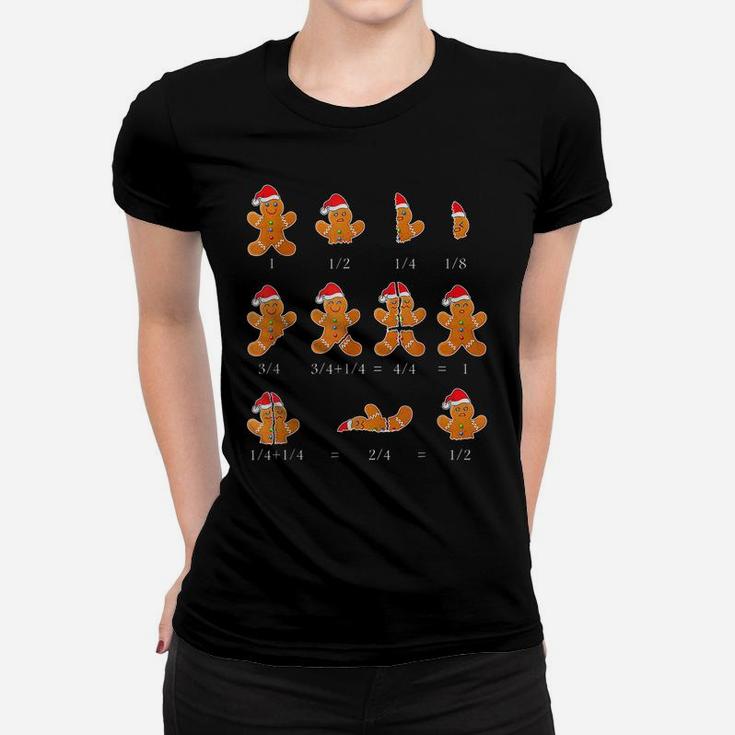 Math Teacher Equation Gingerbread With Santa Hat Christmas Women T-shirt