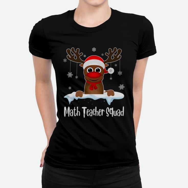 Math Teacher Squad Reindeer Santa Hat Christmas Party Women T-shirt