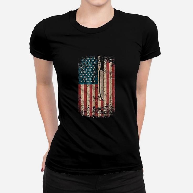Meat Cutter Profession Usa Flag Women T-shirt