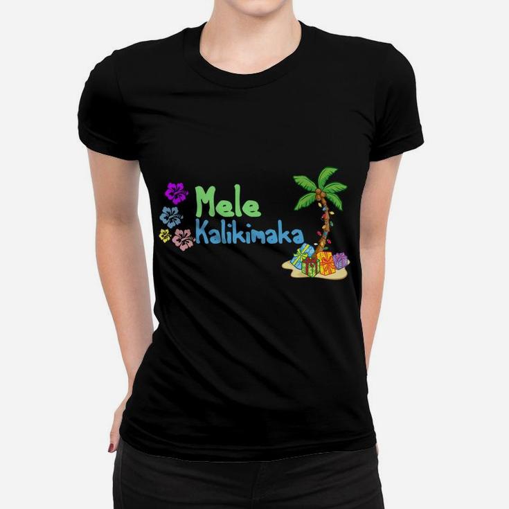 Mele Kalikimaka Christmas Hawaiian Palm Tree Xmas Gifts Women T-shirt