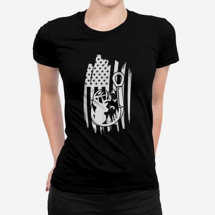 Mens Hunting Deer Fishing Gifts Usa Flag American Themed Decor Women T-shirt