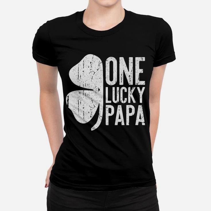 Mens One Lucky Papa  Vintage St Patrick Day Gift Women T-shirt
