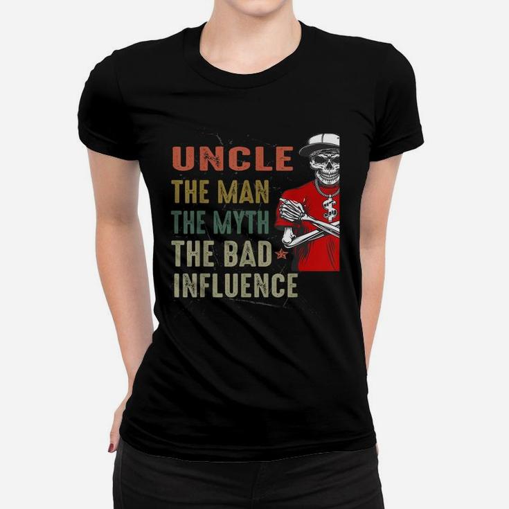 Mens Vintage Fun Uncle Man Myth Bad Influence Funny Women T-shirt