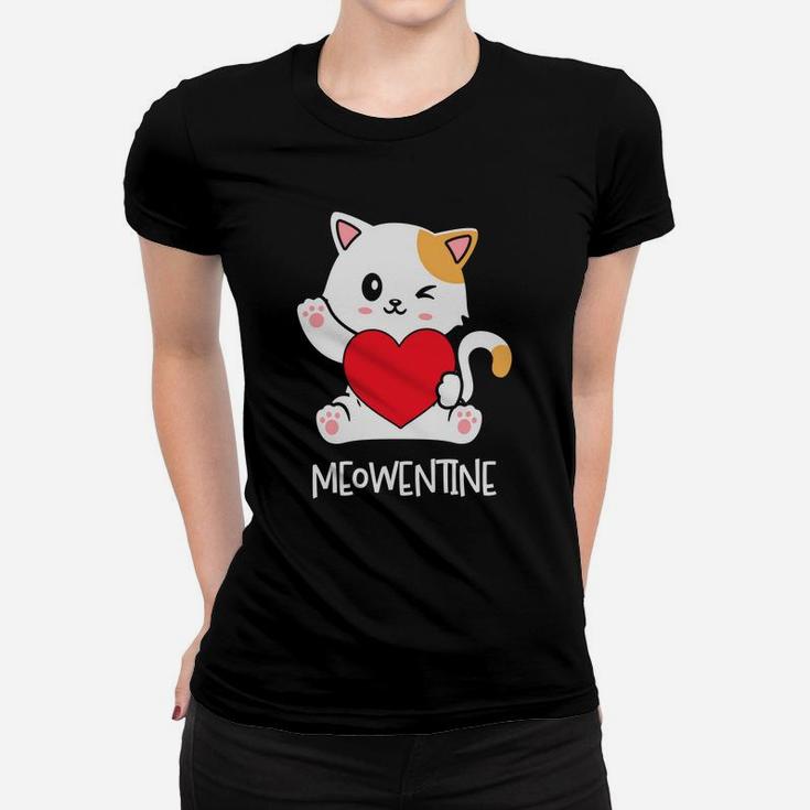 Meowentine Valentine Gift Cute Cat Kitten Happy Valentines Day Women T-shirt