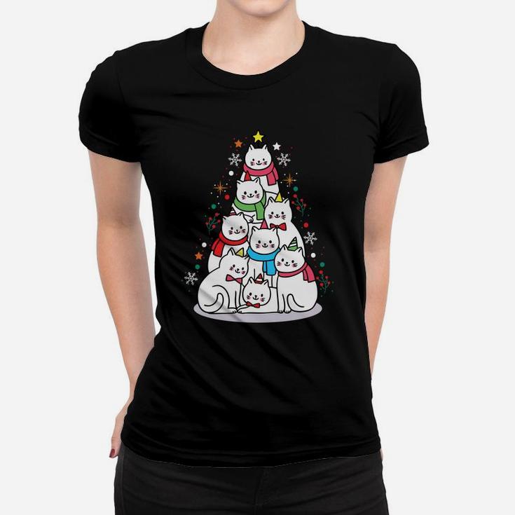 Merry Catmas Funny Cute Cats Lover Christmas Tree Gift Sweatshirt Women T-shirt