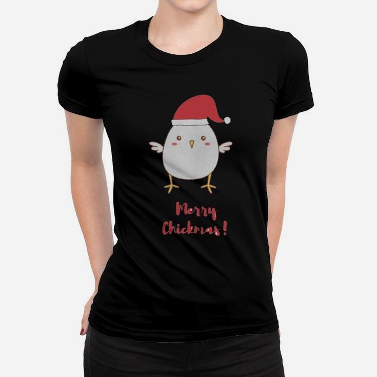 Merry Chickmas Chicken Hat Santa Clause Women T-shirt