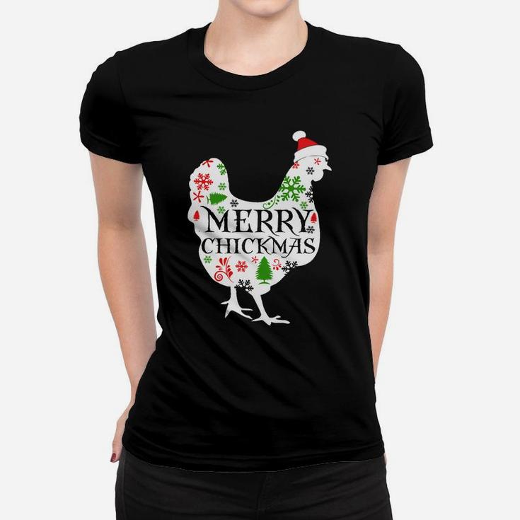 Merry Chickmas Santa Hat Chicken Lovers Christmas Gift Sweatshirt Women T-shirt