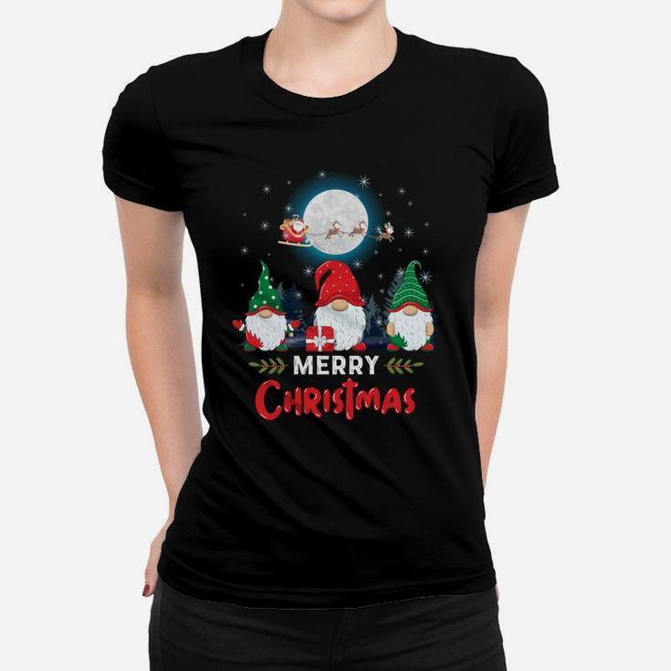 Merry Christmas Cute Gnomes Xmas Matching Pajama Santa Claus Sweatshirt Women T-shirt