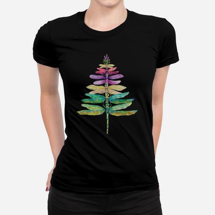 Merry Christmas Insect Lover Xmas Dragonfly Christmas Tree Women T-shirt