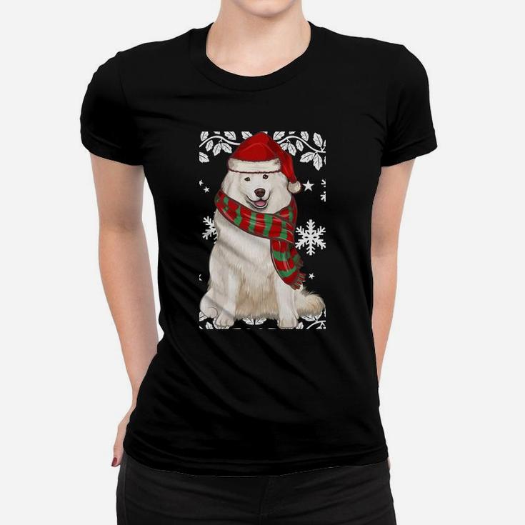 Merry Christmas Ornament Samoyed Xmas Santa Sweatshirt Women T-shirt