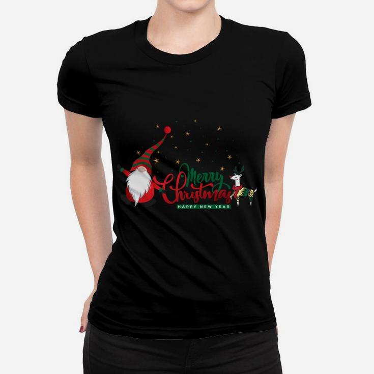 Merry Christmas Outfit Gift Cute Santa Claus Elf Reindeer Sweatshirt Women T-shirt