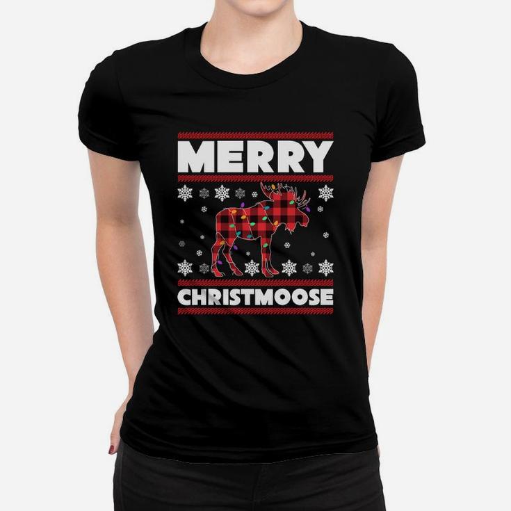 Merry Christmoose Sweatshirt Funny Moose Christmas Gifts Women T-shirt