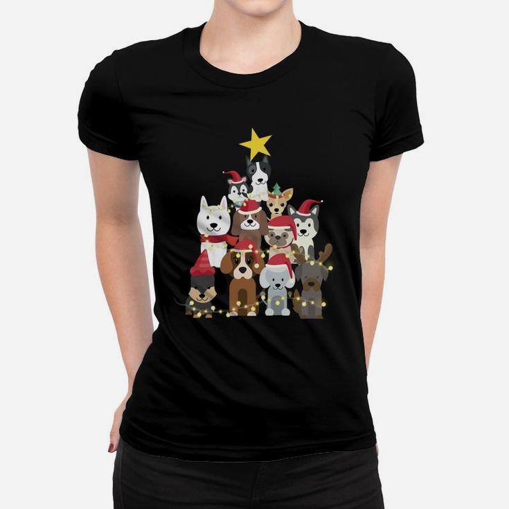 Merry Dogmas Cute Dog Xmas Christmas Tree Sweatshirt Women T-shirt