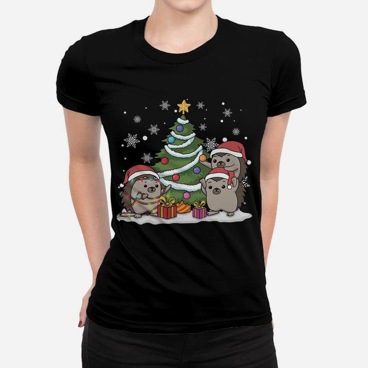 Merry Hedgemas Funny Three Santa Hedgehog Christmas Sweater Sweatshirt Women T-shirt