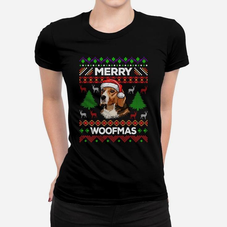 Merry Woofmas Ugly Sweater Christmas Beagle Lover Gift Sweatshirt Women T-shirt