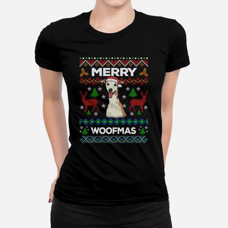 Merry Woofmas Ugly Sweater Christmas Greyhound Lover Gift Sweatshirt Women T-shirt