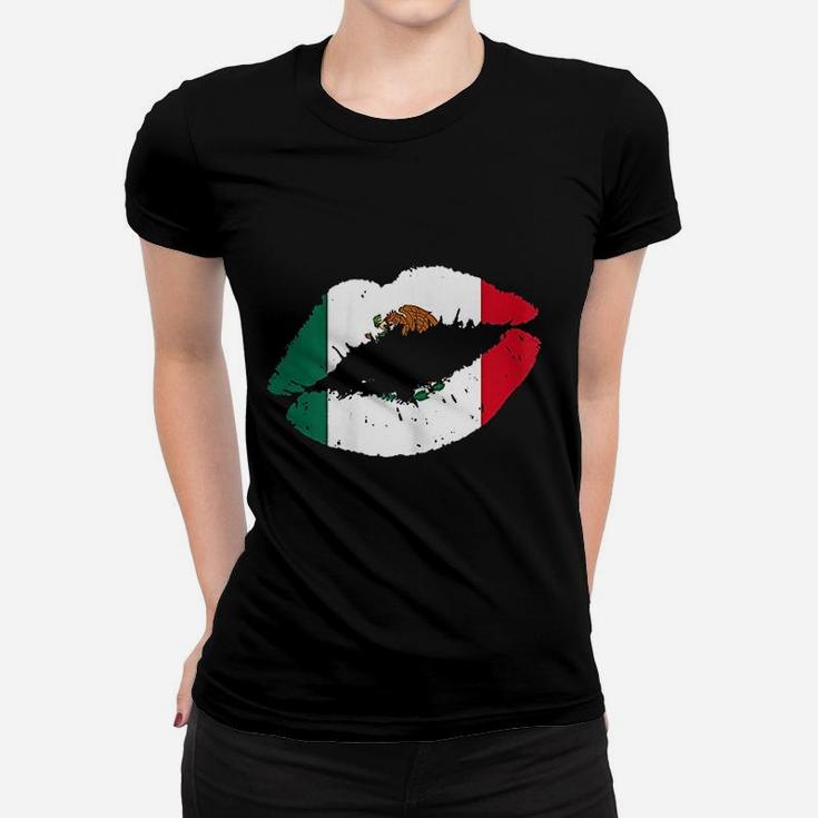 Mexico Lips Kiss Mexican Flag Pride Mexicana Women T-shirt