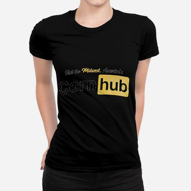 Midwest Americas Cornhub  Funny Corn Hub Bachelor Party Inappropriate Women T-shirt