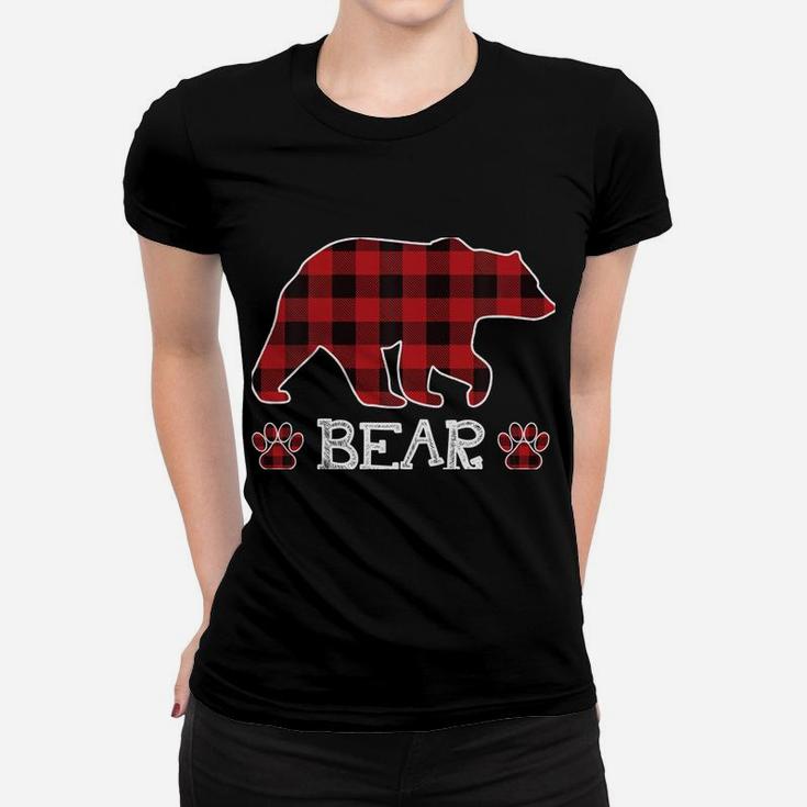 Mimi Bear Christmas Pajama Red Plaid Buffalo Family Gift Sweatshirt Women T-shirt