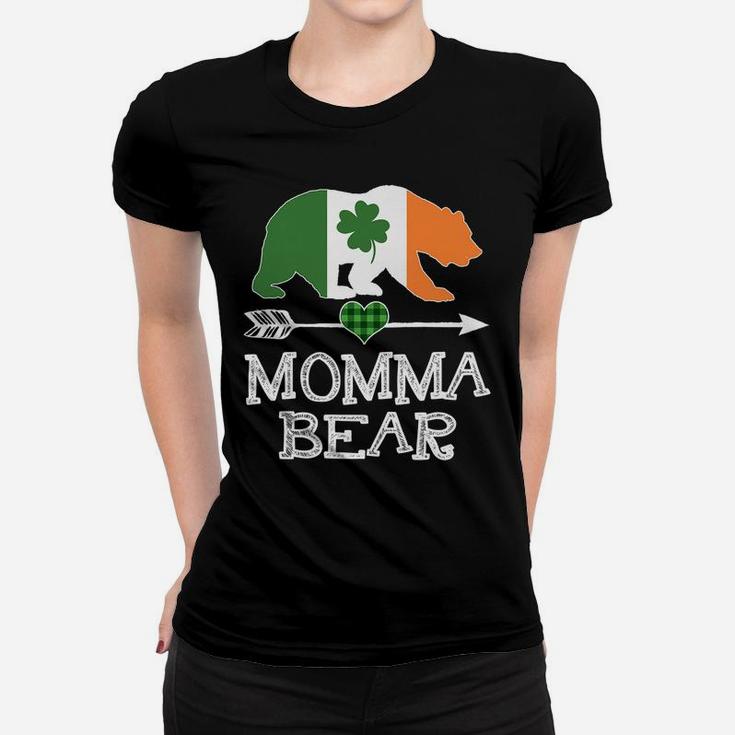 Momma Bear St Patricks Day Irish Green Plaid Family Gift Women T-shirt