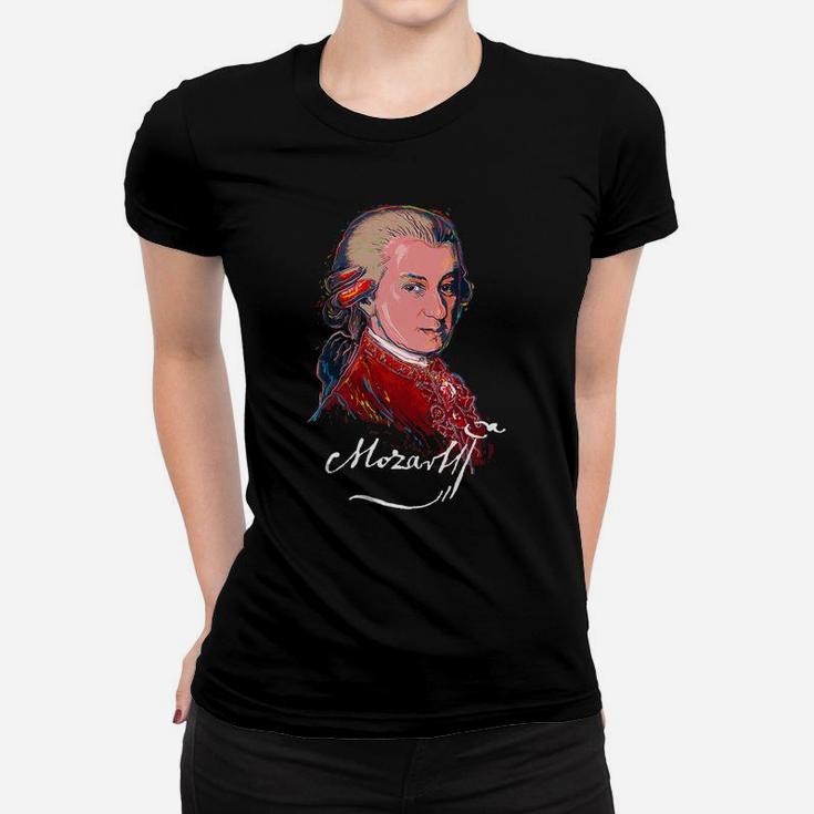 Mozart-Colorful Portrait-Music-Classical-Piano-Composor Women T-shirt