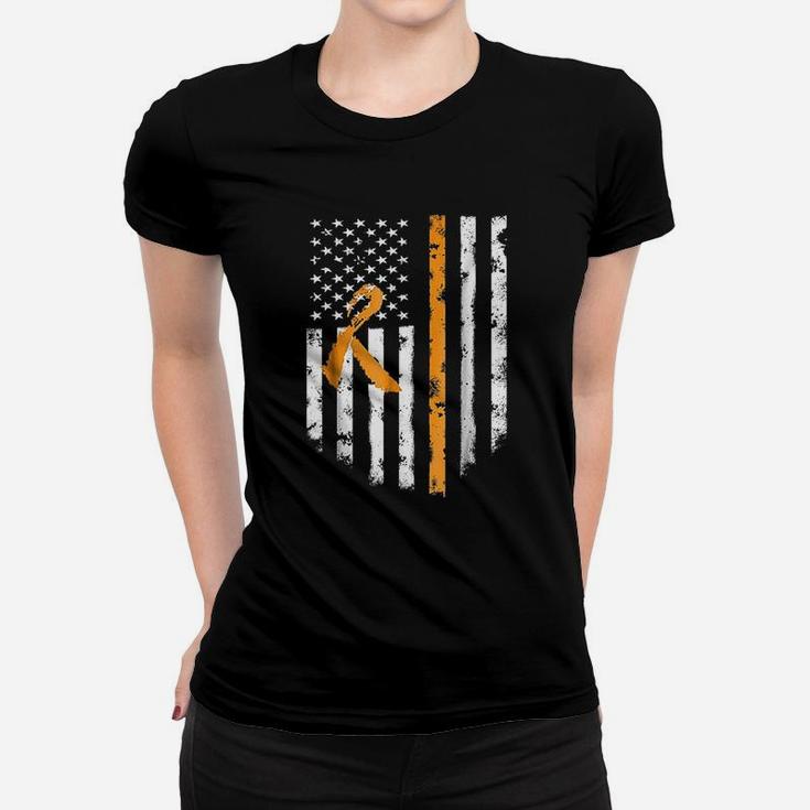 Multiple Sclerosis Awareness Ms Ribbon American Flag Women T-shirt