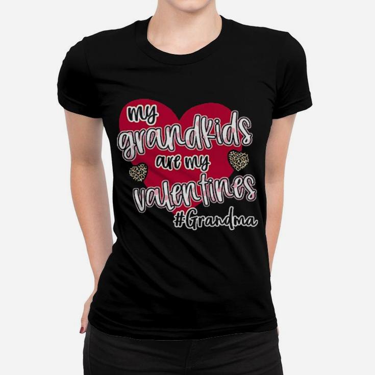 My Grandkids Are My Valentines Grandma Plaid Women T-shirt
