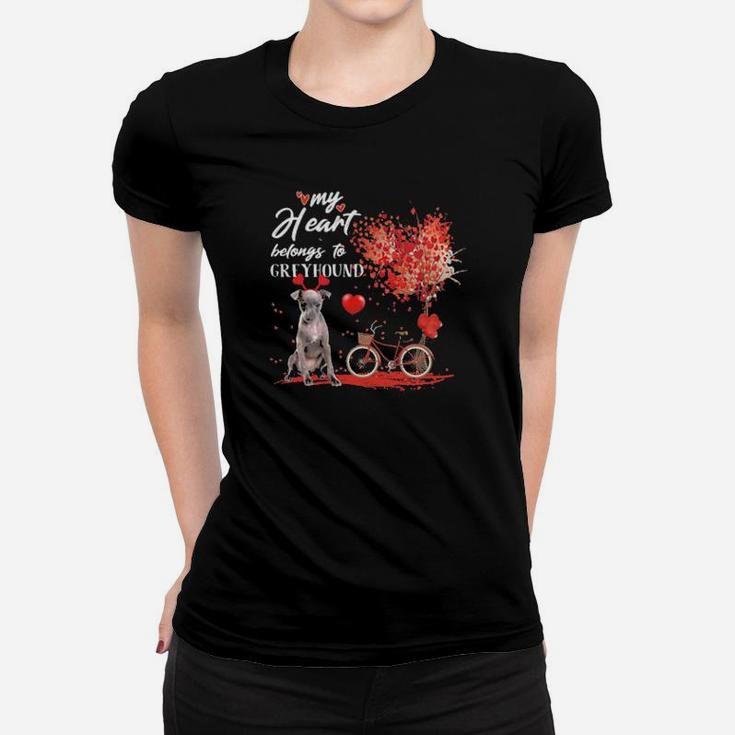 My Heart Belong To Greyhound Valentines Day Women T-shirt