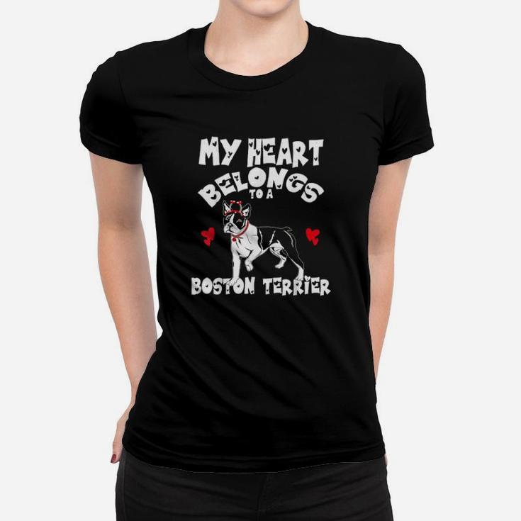 My Heart Belongs To A Boston Terrier Headband Valentines Women T-shirt