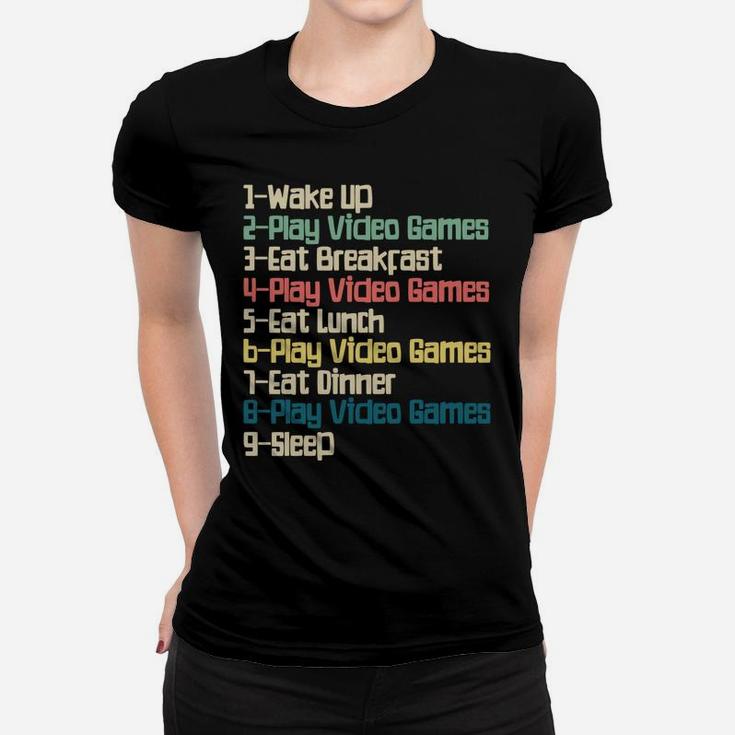 My Perfect Day Video Games, Funny Retro Xmas Gift For Gamer Women T-shirt