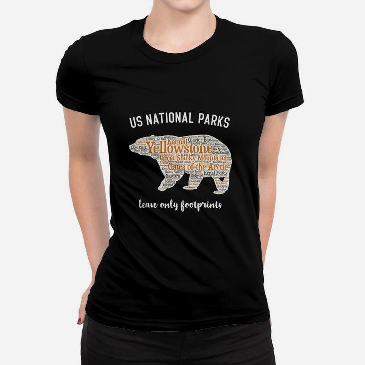 National Parks Bear T Shirt Lists All 59 National Parks Pyf Black Women T-shirt