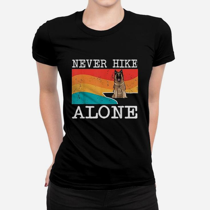 Never Hike Alone Belgian Tervuren Graphic Hiking Women T-shirt