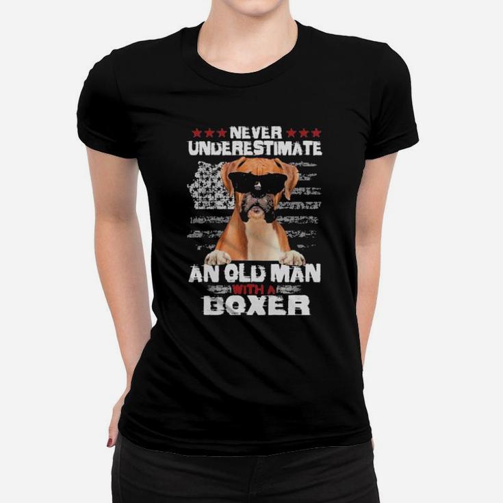 Never Underestimate An Old Man With A Boxer Women T-shirt