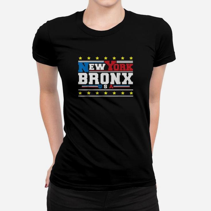 New York City The Bronx Usa Big Apple Cool Typography Design Women T-shirt