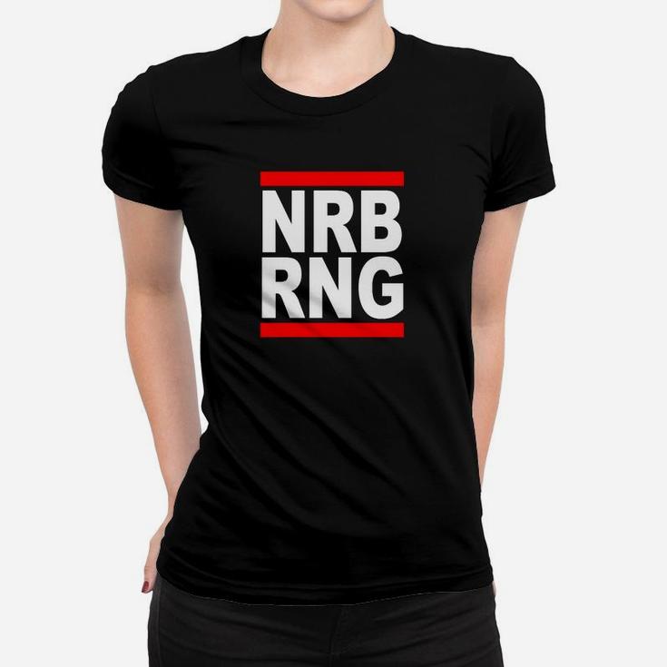 NRB RNG Schriftzug Schwarzes Frauen Tshirt im Blockdesign, Coole Streetwear
