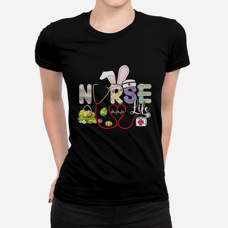 Nurse Bunny Easter Eggs Ears Love Nursing Women T-shirt