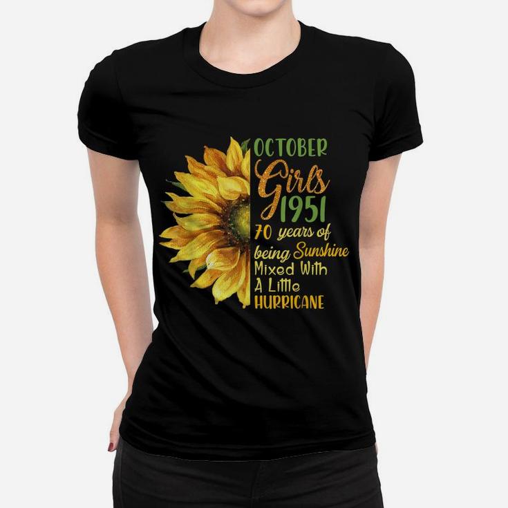 October 1951 Sunflower Girl October 1951 70Th Birthday Gifts Women T-shirt