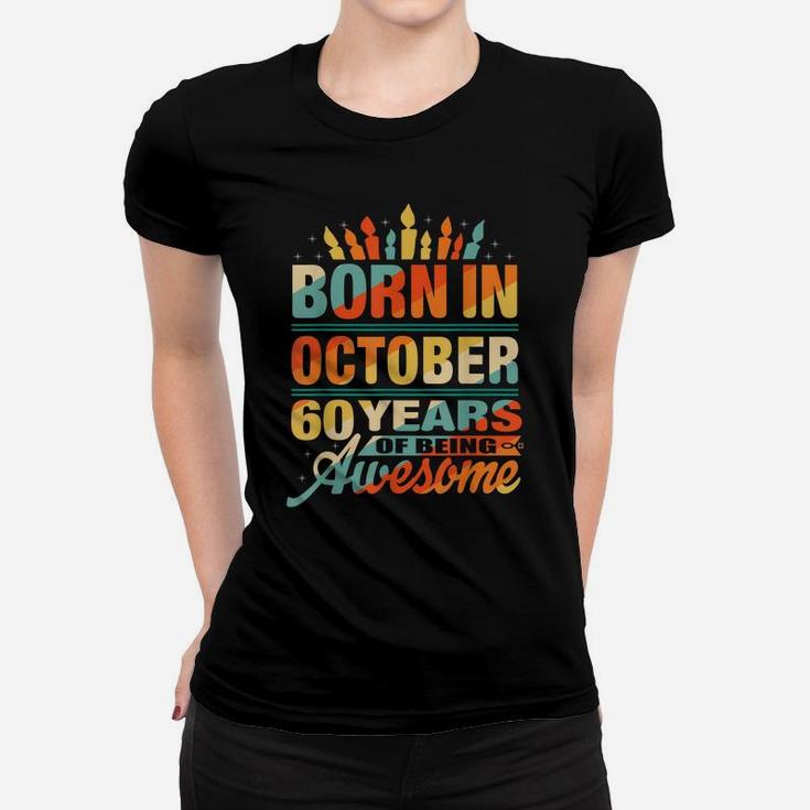 October 1961 60 Year Old 60Th Birthday Gift Candle Graphic Women T-shirt