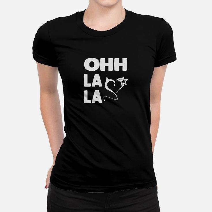 OHH LA LA Schwarzes Frauen Tshirt, Stern Motiv Druck