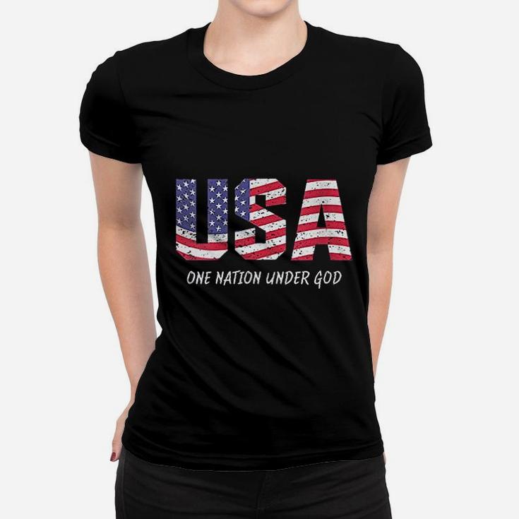 One Nation Under God American Flag Usa Women T-shirt